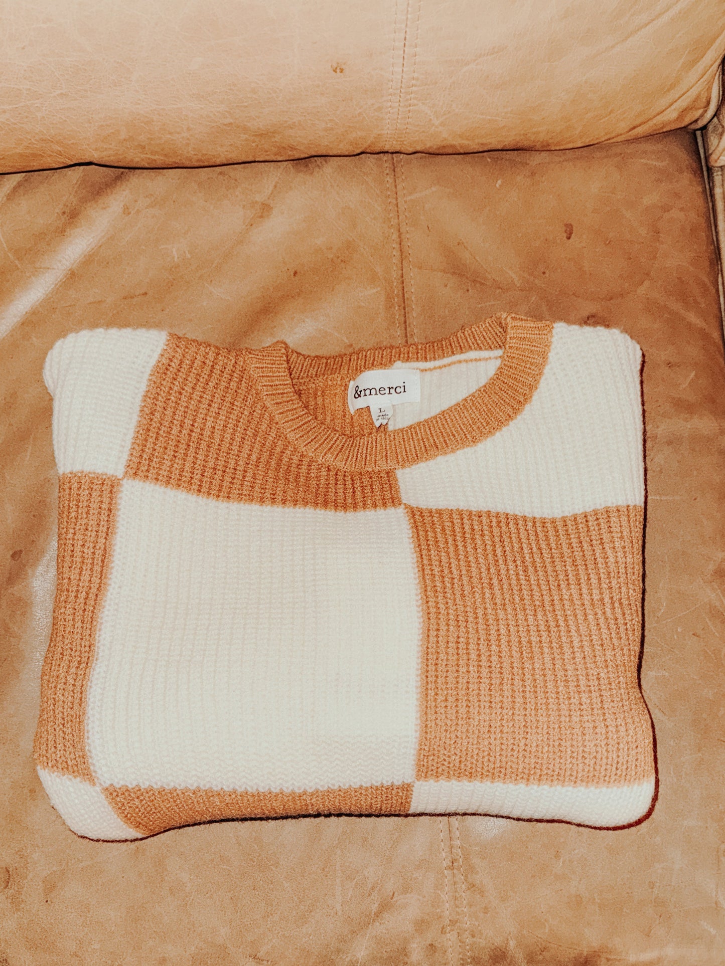Merci Checker Sweater - Mustard