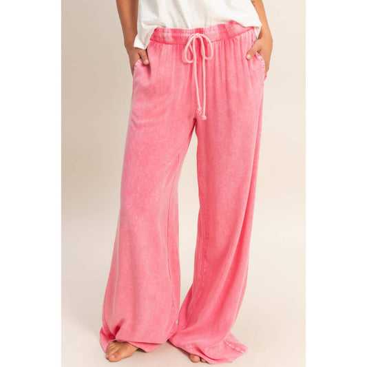 Mineral Wash Drawstring Wide Leg Pants