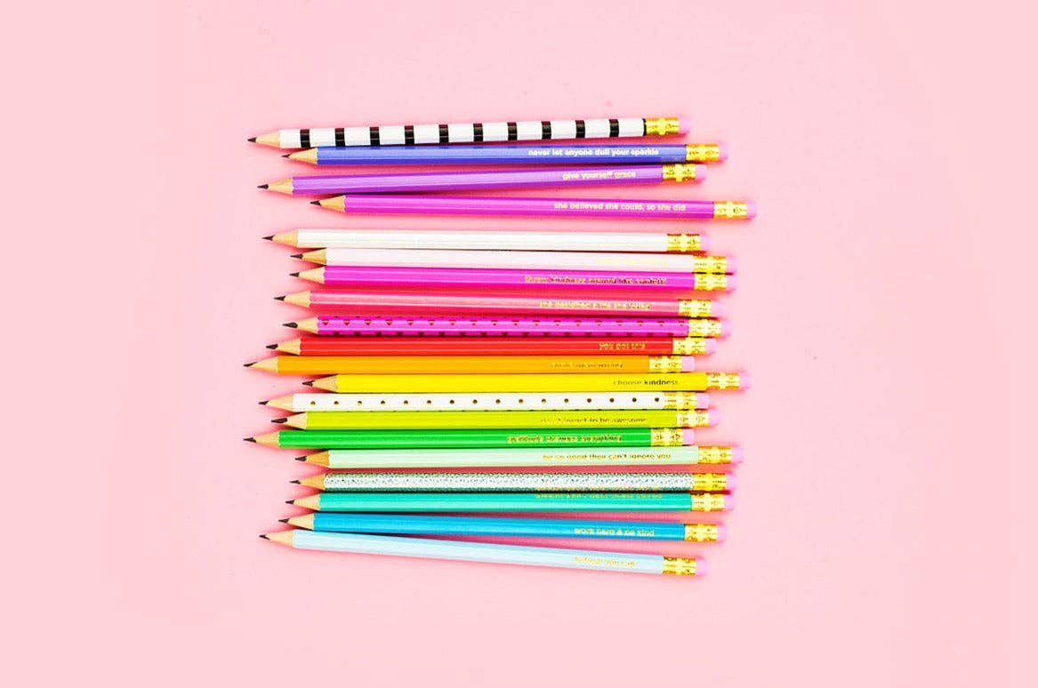 Pencil Set - Motivational - Asst Colors - 22 Pcs