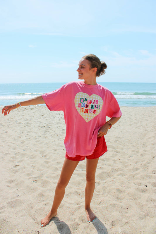 Happy You're Here Pink Tee