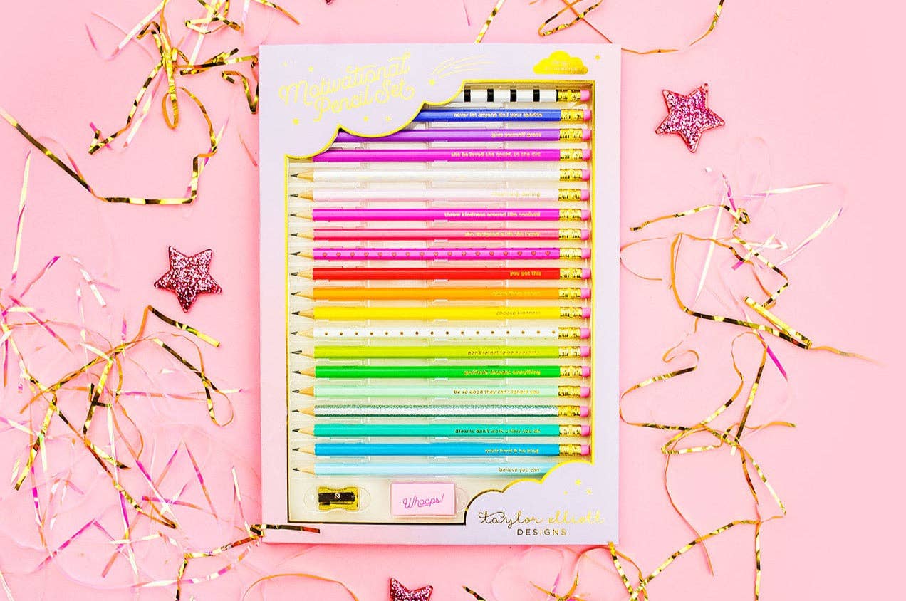 Pencil Set - Motivational - Asst Colors - 22 Pcs