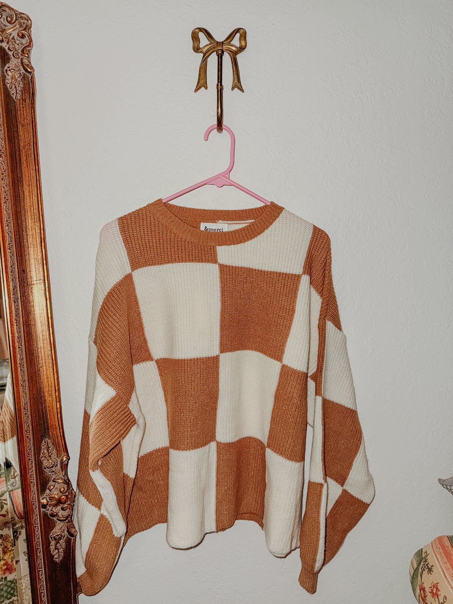 Merci Checker Sweater - Mustard