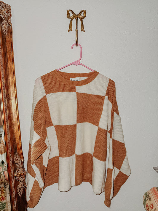 Merci Checker Sweater - Mustard