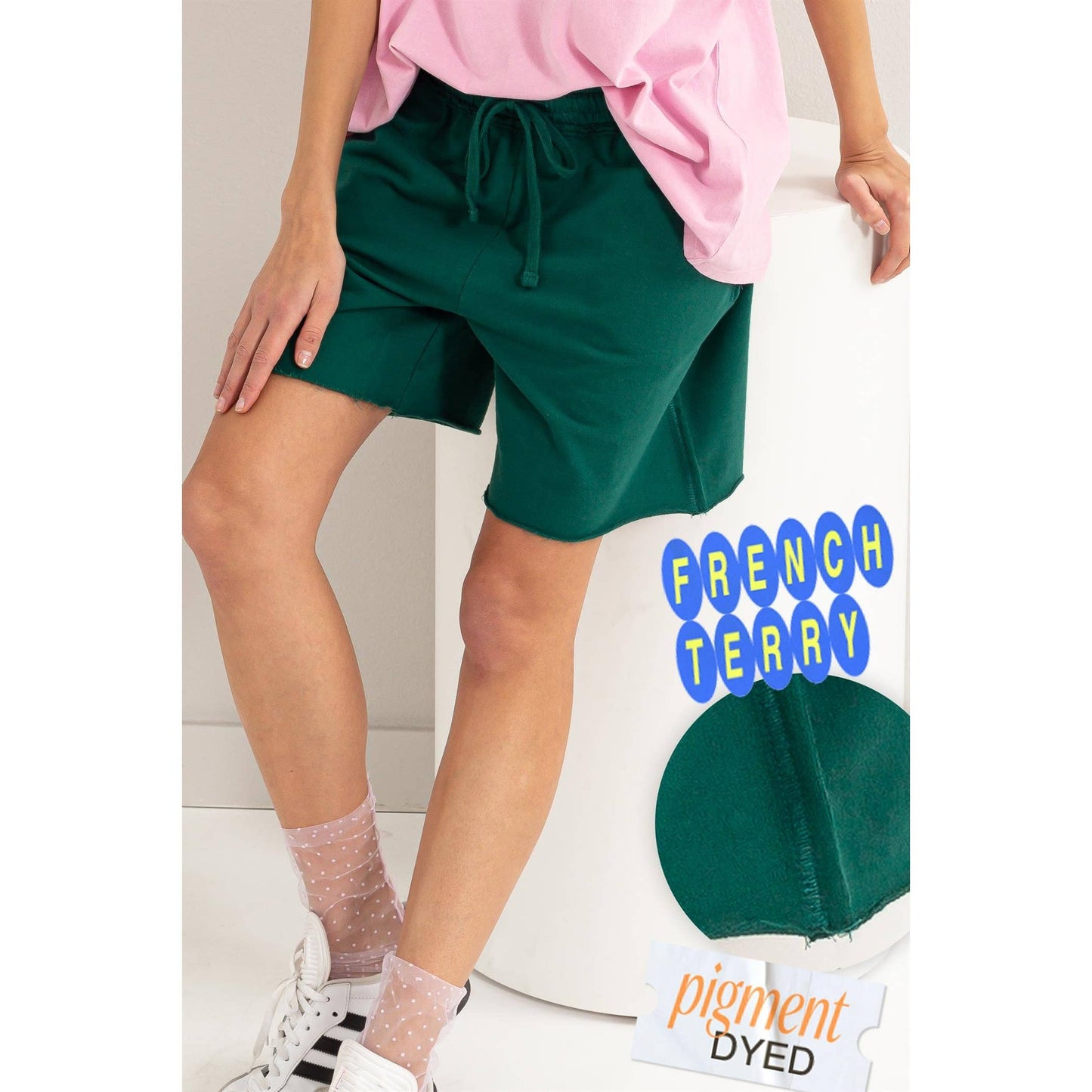 Mid Rise Drawstring Shorts